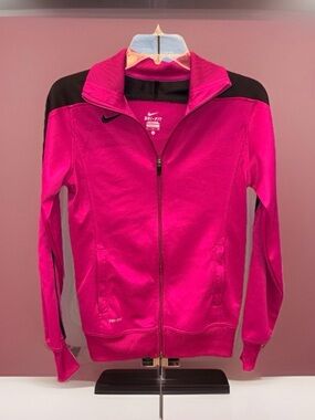 Nike Women's Hot Pink and Black Dri-FIT Zip-Up Jacket-S-EC